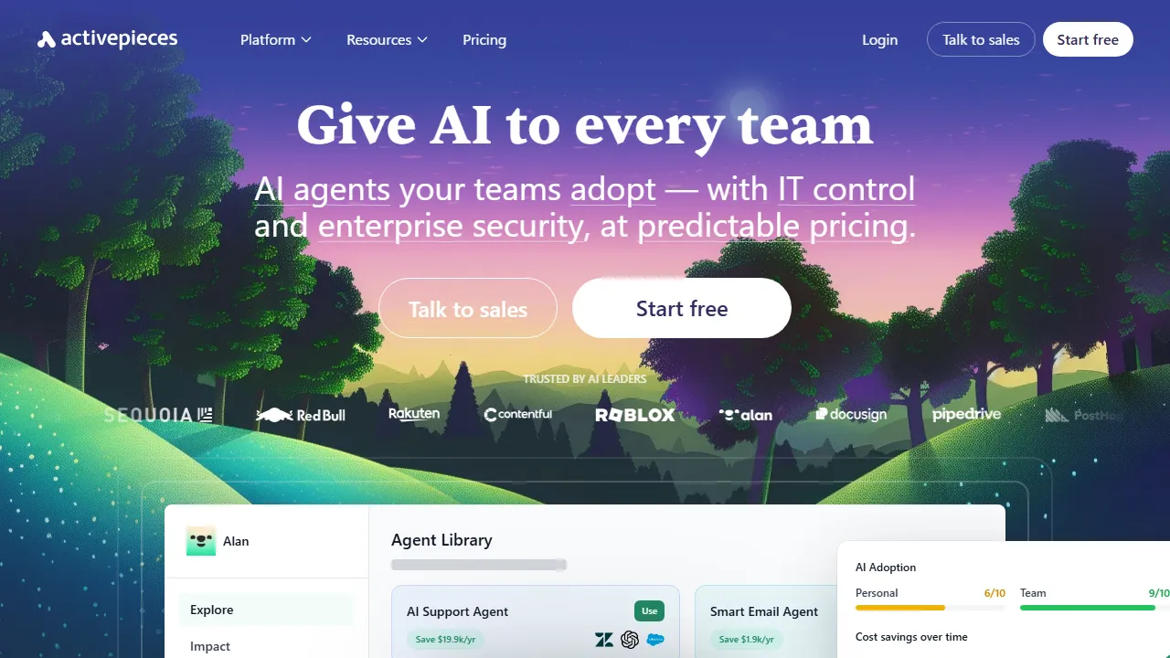 Activepieces 인터페이스 메인 대시보드 스크린샷