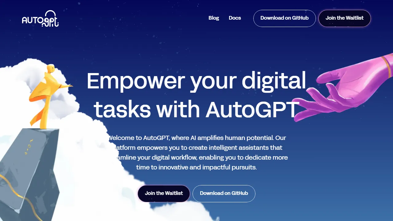 AutoGPT 인터페이스 메인 대시보드 스크린샷