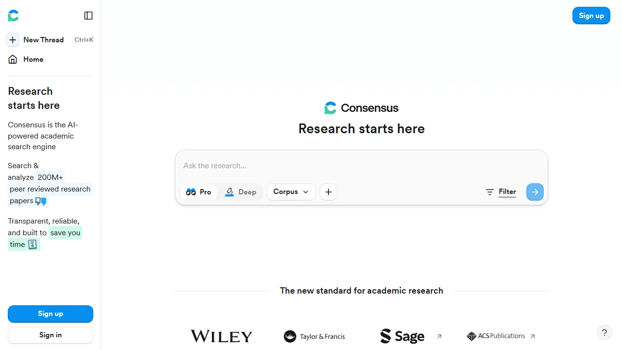 Consensus 인터페이스 메인 대시보드 스크린샷