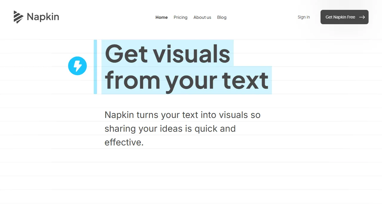 Napkin AI 인터페이스 메인 대시보드 스크린샷