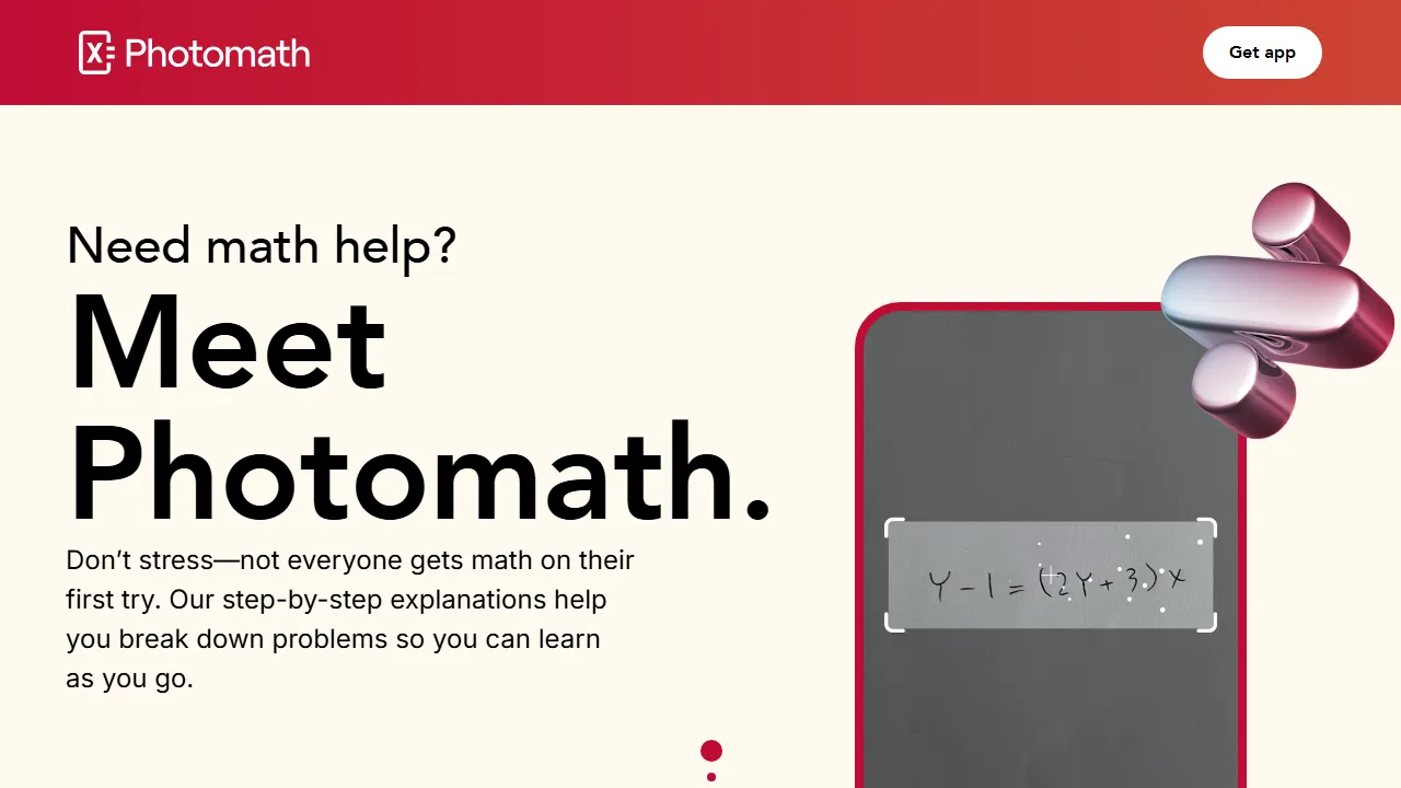 Photomath 인터페이스 메인 대시보드 스크린샷