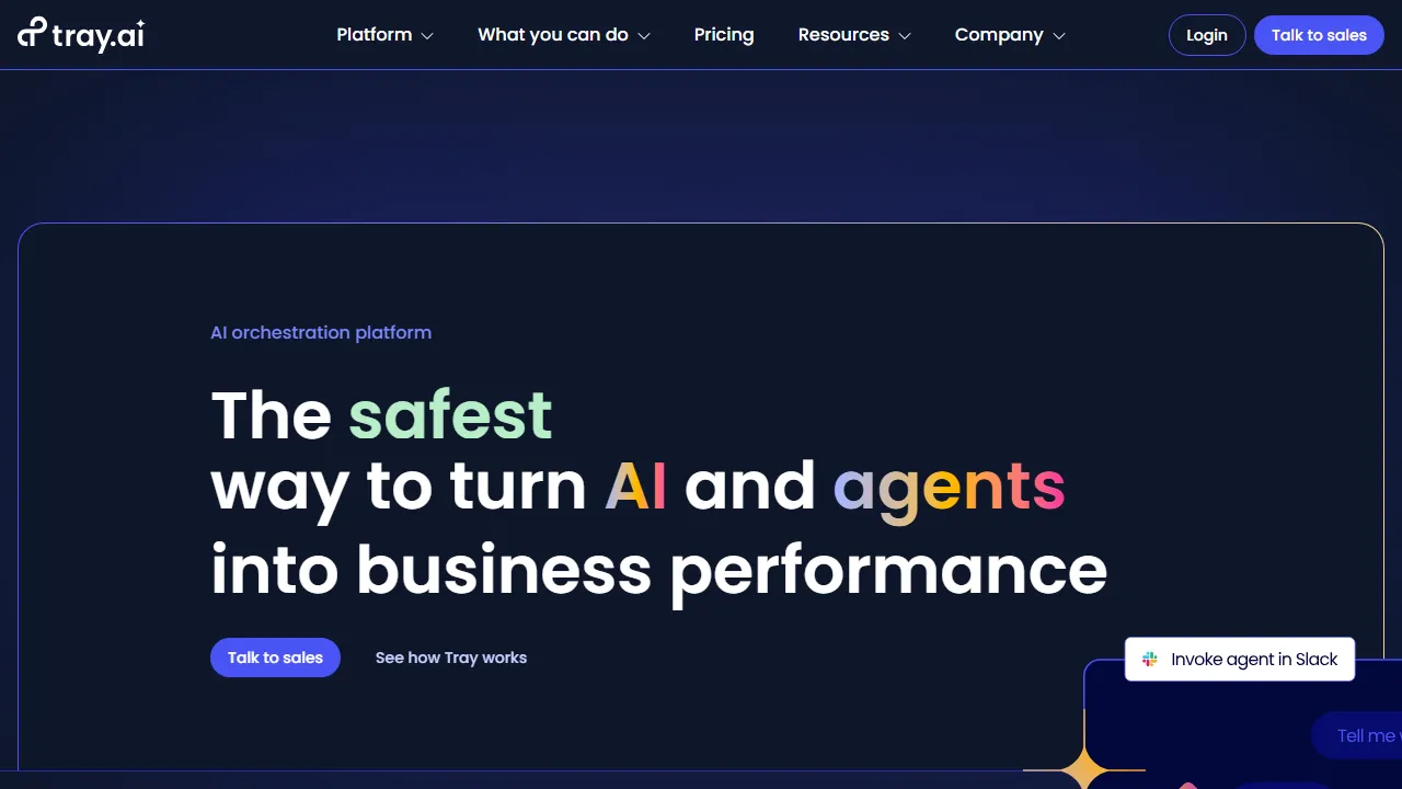 Tray.io 인터페이스 메인 대시보드 스크린샷