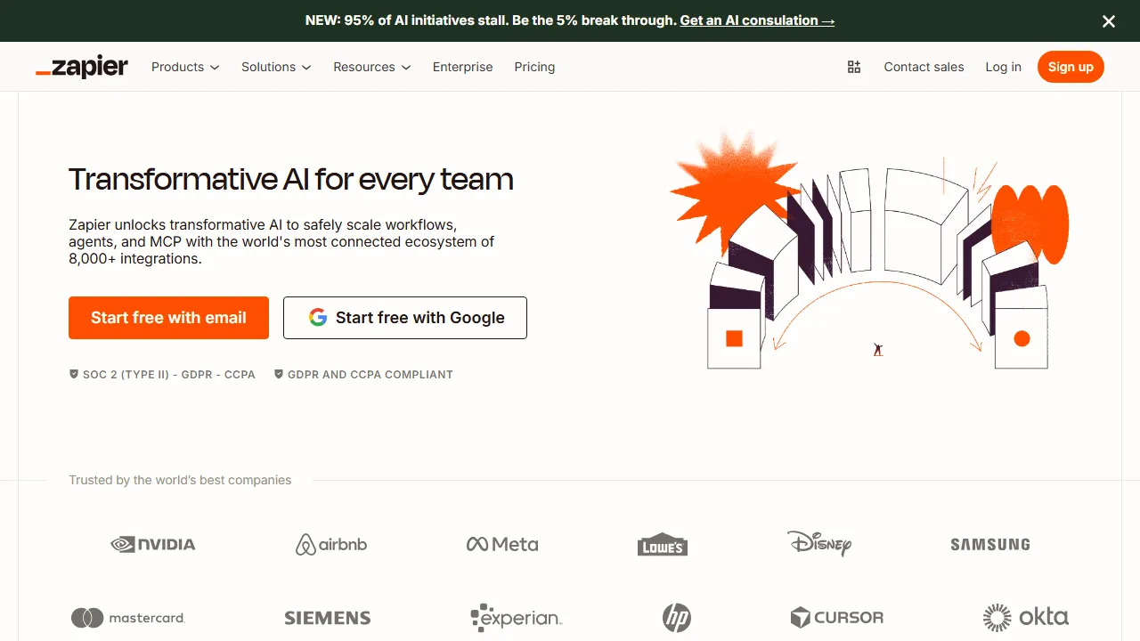 Zapier AI 인터페이스 메인 대시보드 스크린샷